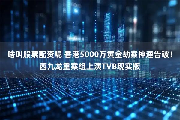 啥叫股票配资呢 香港5000万黄金劫案神速告破！西九龙重案组上演TVB现实版